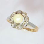 Ring - 18 karaat Geel goud Diamant (Natuurlijk) - Parel -, Nieuw