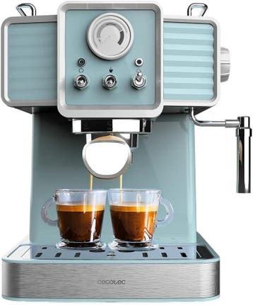Cecotec Vintage Espressomachine Lichtblauw - Retoertje, Stoompijpje, Espresso apparaat, Gemalen koffie, Ophalen of Verzenden