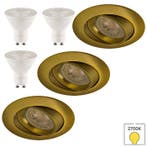 Set van 3 inbouwspots Costa goud + LED spots GU10 Lybardo |, Verzenden, Nieuw