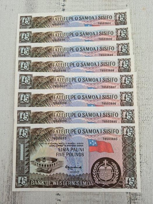 West-Samoa. - 8 x 5 Pounds - 2020 - Pick 15b (Zonder, Postzegels en Munten, Bankbiljetten | Europa | Niet-Eurobiljetten
