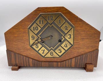 Amsterdamse School klok - Hout, Brons - 1900-1910, Antiek en Kunst, Antiek | Klokken