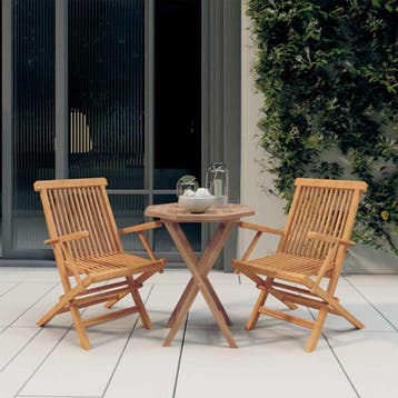 vidaXL 3-delige Tuinset massief teakhout, Tuin en Terras, Verzenden, Nieuw, Hout, Tuinset