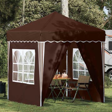 vidaXL Pop-up partytent 195 x 195 x 245 cm Bruin Oxford Stof, Verzenden, Nieuw, Partytent