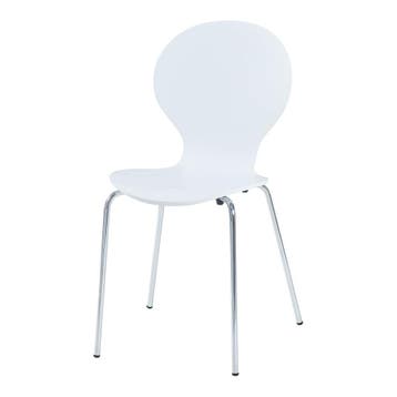 Eetkamerstoel Etne 85x48x50 cm set van 4 wit en chroom [en.c, Huis en Inrichting, Verzenden, Nieuw
