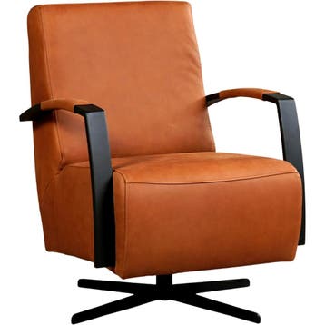 Leren draaifauteuil Mood - Rancho Cognac (cognac) -, Nieuw, Ophalen of Verzenden, 50 tot 75 cm, Industrieel, Modern