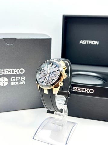 Seiko - Astron - GPS Solar Dual Time Black Gold Limited