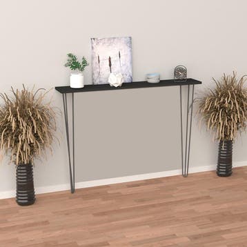 [en.casa] Console tafel Kokemäki met pinpoten 82x80x18 cm zw, Verzenden, Nieuw