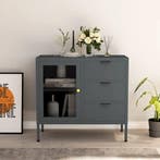 vidaXL Dressoir 75x35x70 cm staal en gehard glas, Verzenden, Nieuw, 50 tot 100 cm, Metaal
