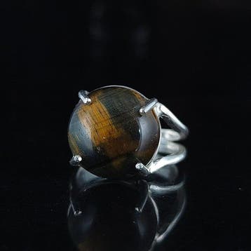 Zilver - Ring - Oog Tijger Schild Bescherm