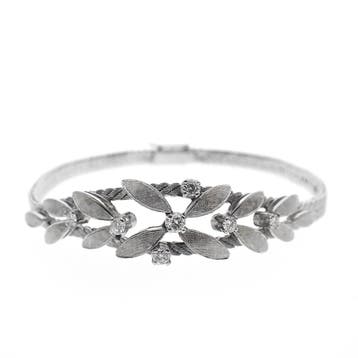 Witgouden schakelarmband met diamant; 0,35 ct., Gebruikt, Ophalen of Verzenden, Met edelsteen, Goud