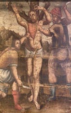 Religious Gothic (XV-XVII) - Large Painting of St, Antiek en Kunst, Kunst | Schilderijen | Klassiek