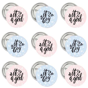 10 Buttons Its a Boy en/of Its a Girl Giraf, Verzenden, Nieuw, Versiering, Geboorte of Huwelijk