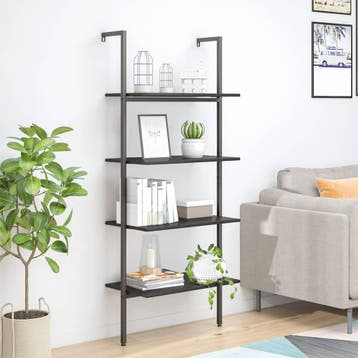 vidaXL Ladderrek met 4 schappen 64x35x152,5 cm zwart, Verzenden, Nieuw, 50 tot 100 cm, 150 tot 200 cm