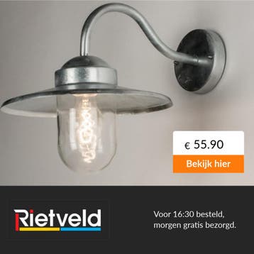 Rietveld-Wandlampen-Zink-Glas, Metaal, Zink,, Huis en Inrichting, Verzenden, Nieuw