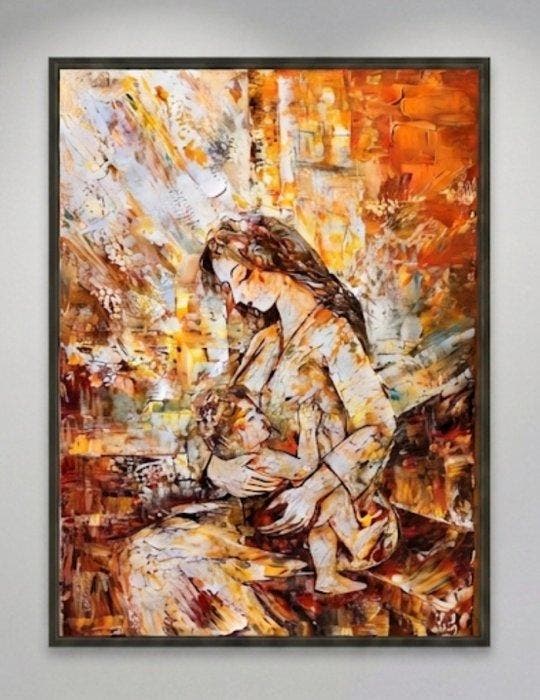 Le Van L (1987) - Maternité de Lumière 80 60 cm, Antiek en Kunst, Kunst | Schilderijen | Modern