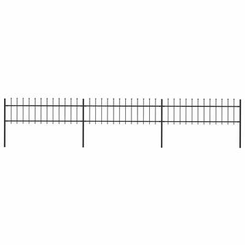 vidaXL Tuinhek met speerpunt staal 504x60 cm zwart, Verzenden, Nieuw, IJzer, 1 tot 2 meter