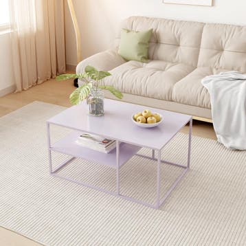 Salontafel Solund met plank 45x90x60 cm lila [en.casa], Huis en Inrichting, Verzenden, Nieuw