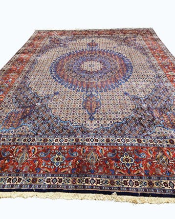 Groot Perzisch tapijt Moud 400x300 wollen vloerkleed iran, 200 cm of meer, Zo goed als nieuw, 200 cm of meer, Groot perzisch tapijt wollen vloerkleed handgeknoopt iran moud