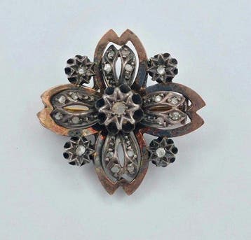 Zonder minimumprijs - Broche - 18 karaat Roségoud, Witgoud -
