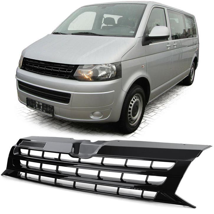 Glans Zwarte Gril Zonder Logo VW Transporter T5 09-15 CS259, Auto-onderdelen, Carrosserie en Plaatwerk, Nieuw, Volkswagen, Voor