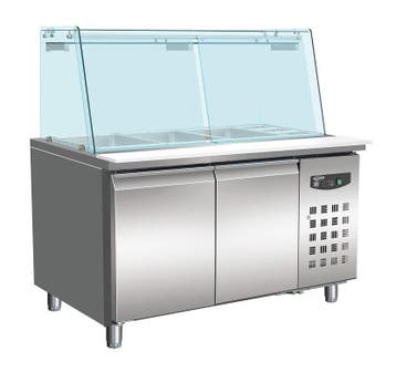 Saladette 2x 1/1 GN | RVS | 2 Deurs | Rechte Glasopstand | 1, Ophalen of Verzenden, Nieuw