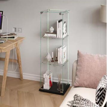 Glazen Vitrinekast 3 Lagen met Houten Accenten – Modern, Verzenden, Nieuw