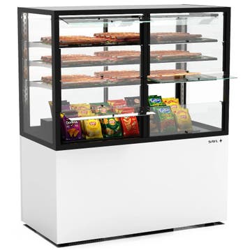 Neutrale Vitrine | INTEGRA | Wit/Zwart | 4 Niveaus |, Verzenden