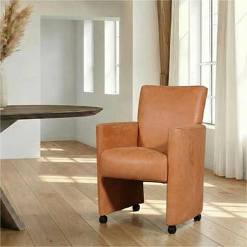 Leren eetkamerstoel Elegant - Kenia Rost (oranje) - Zonder, Ophalen of Verzenden, Nieuw, Leer, Eigentijds, Modern