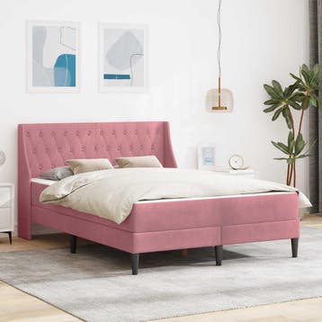 vidaXL Bedframe met matras Roze 180 x 200 cm fluweel, Verzenden, Nieuw, Tweepersoons, Stof
