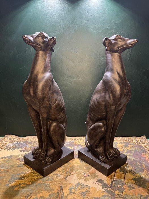 Beeld, Greyhound - Set van 2 - 55 cm - Hars, Antiek en Kunst, Kunst | Designobjecten