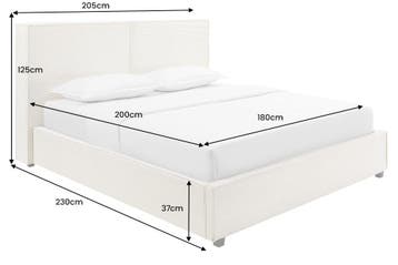 Bed ROCCO 180x200cm, beige met lattenbodem en opbergruimte -, Ophalen of Verzenden, Nieuw