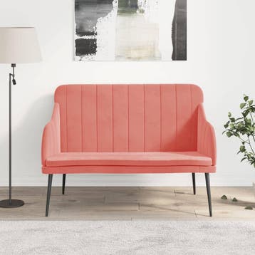 vidaXL Bankje 110x76x80 cm fluweel roze, Verzenden, Nieuw, Stof, Minder dan 150 cm
