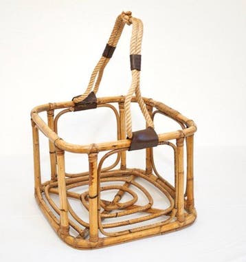 Tijdschriftenhouder - Bamboe, Rattan - Vintage mand in