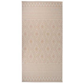 vidaXL Buitenkleed met patroon platgeweven 100x200 cm bruin, Verzenden, Nieuw, Bruin