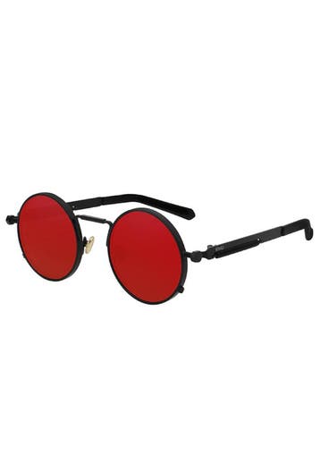 KIMU® Ronde Bril Hipster Zwart Montuur Rond Rode Glazen Nach, Ophalen of Verzenden, Nieuw, Rood