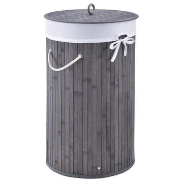 Bamboe Wasmand Curly - 55 Liter - Grijs - Incl. Waszak & Dek, Verzenden, Nieuw