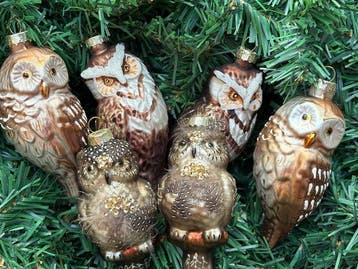 Bruine uilen als kerstornament, 3 verschillende uilen -, Nieuw