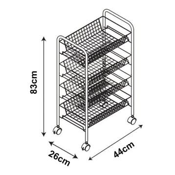 [en.casa] Keukentrolley Tromsø met 4 manden 83x44x26 cm zwar, Verzenden
