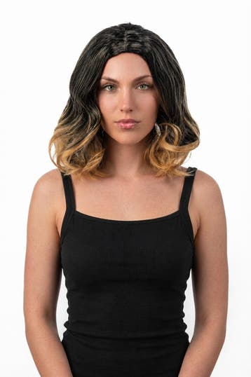 KIMU® Luxe Ombré Donkerbruin Goudblond Pruik Bob Jaren 20 G, Kleding | Dames, Ophalen of Verzenden, Nieuw, Carnaval