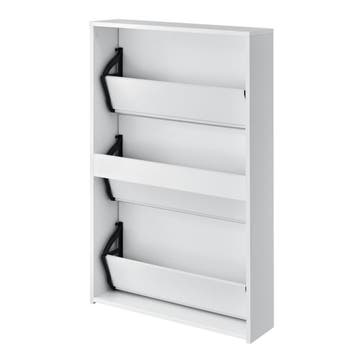 Schoenenkast Lund met spiegels 3 vouwdeuren 102,5x63x17 wit, Verzenden, Nieuw