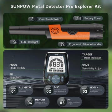 SUNPOW Professionele Metaaldetector met Pinpointer - Oplaadb, Verzenden, Nieuw
