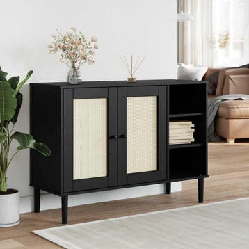 vidaXL Dressoir SENJA 112x40x80 cm rattan massief grenenhout, Verzenden, Nieuw, Grenenhout, Minder dan 50 cm