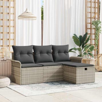 vidaXL Tuin Sofa Set 4 st Lichtgrijs poly rattan, Verzenden, Nieuw, Rotan, 4 zitplaatsen