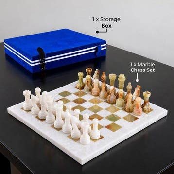 Marble Chess Set - Bordspel - Marmer, Antiek en Kunst
