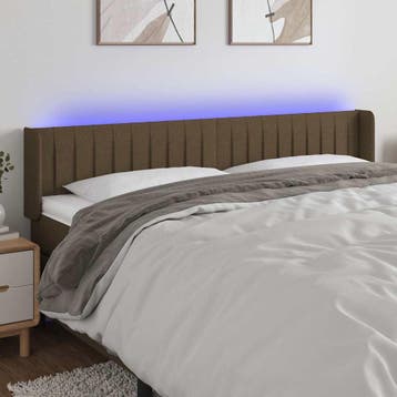 vidaXL Hoofdbord LED 163x16x78/88 cm stof donkerbruin, Verzenden, Nieuw, Bruin, Stof