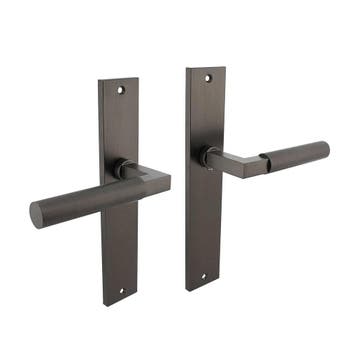 Deurklink Bau-Stil op schild blind in antraciet grijs - d..., Ophalen of Verzenden, Nieuw, Overige materialen, Klink of Kruk