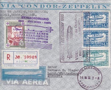 Duitse Rijk 1933 - Graf Zeppelin Paraguayaanse Post -, Gestempeld