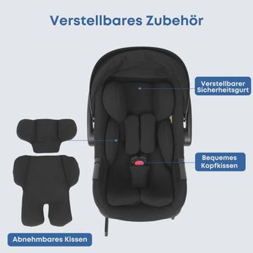 Babyvoyage Zwarte I-Size Babyautostoel met Isofix Basis, UPF, Verzenden, Nieuw