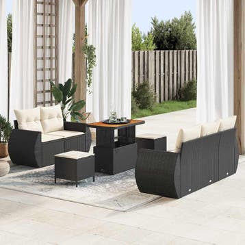 vidaXL Tuin Sofa Set 8 st 5-Aantal zitplaatsen Zwart en, Tuin en Terras, Tuinsets en Loungesets, Verzenden, Nieuw, 8 zitplaatsen