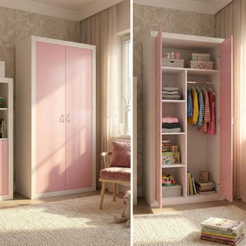 Kledingkast Kinderkamer | 90x50x190 | MDF Grenenhout | La..., Huis en Inrichting, Kasten | Kledingkasten, Nieuw, Modern, 50 tot 100 cm